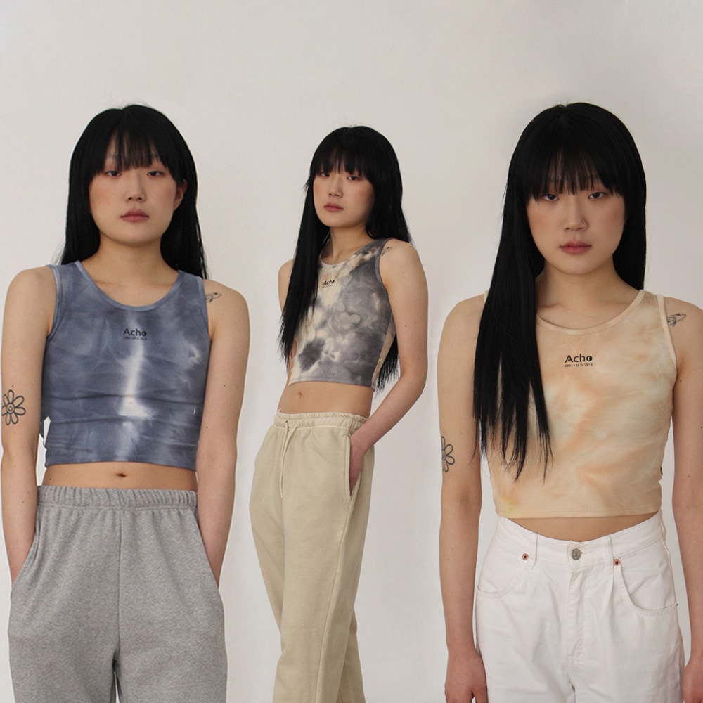 タイダイ アンバランス クロップ ノースリーブ(3 colors) / Tie-dye Unbal Crop Sleeveless
