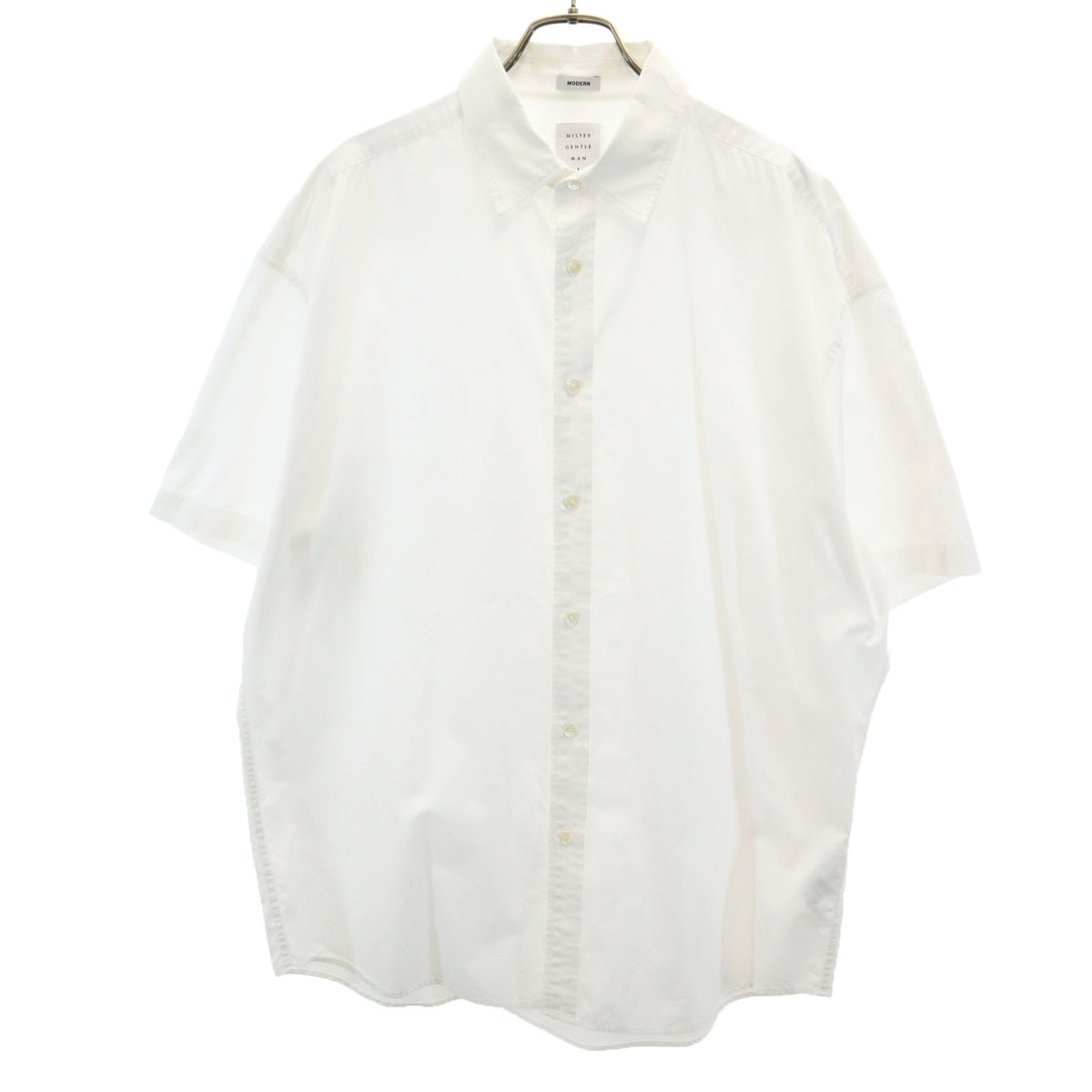 Mr.GENTLEMAN ミスタージェントルマン 日本製 半袖 コットンシャツ L ホワイト メンズ 古着