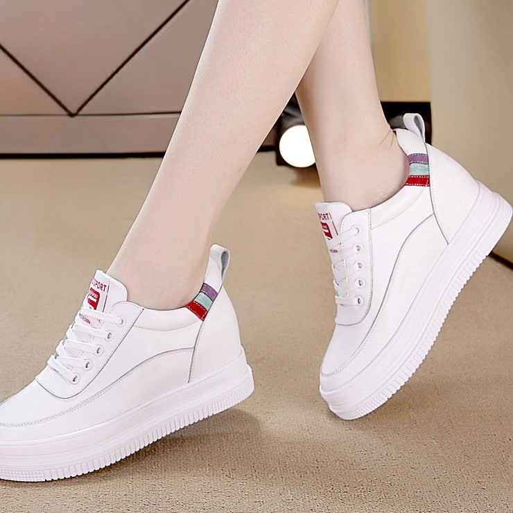 トレンド内高靴ネットシューズ新型マドレーヌ厚底カジュアル単靴牛革内高ウール綿靴