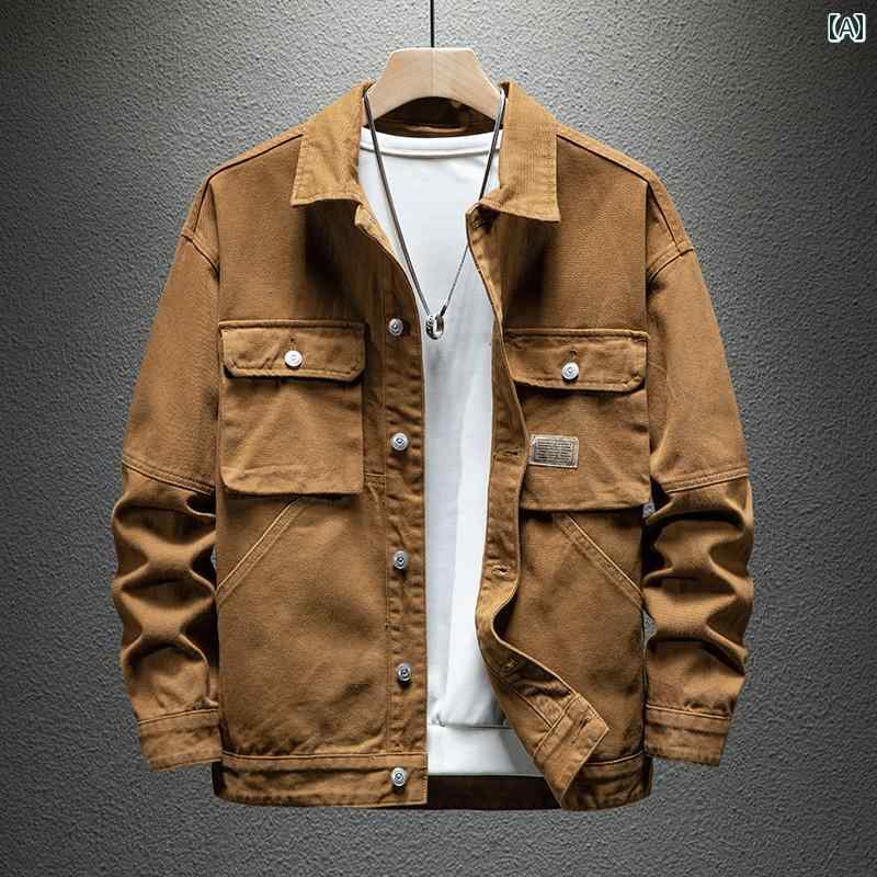 メンズ ファッション デニムジャケット 春秋冬 アメリカン レトロ ジャケット アウトドア ワークウェア トップス