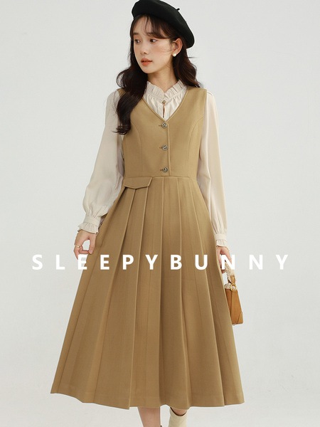 Sleepy Rabbit プリーツ冬ウエスト痩身レースアート