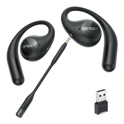 EMEET AIRFLOW オープンイヤーワイヤレスイヤホン 2024革新設計 BLUETOOTH 5.3 ワイヤレスイヤホン 耳を塞がない マルチポイント接続 マイク付き 取り外し可能なマイクブーム