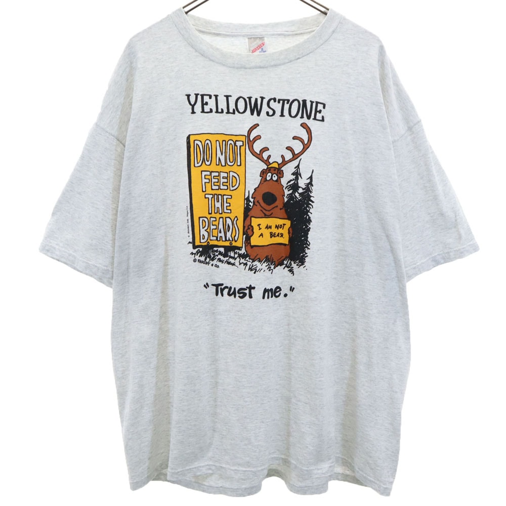 90s USA製 プリント 半袖 Tシャツ 2X グレー系 ビッグサイズ オールド ヴィンテージ メンズ