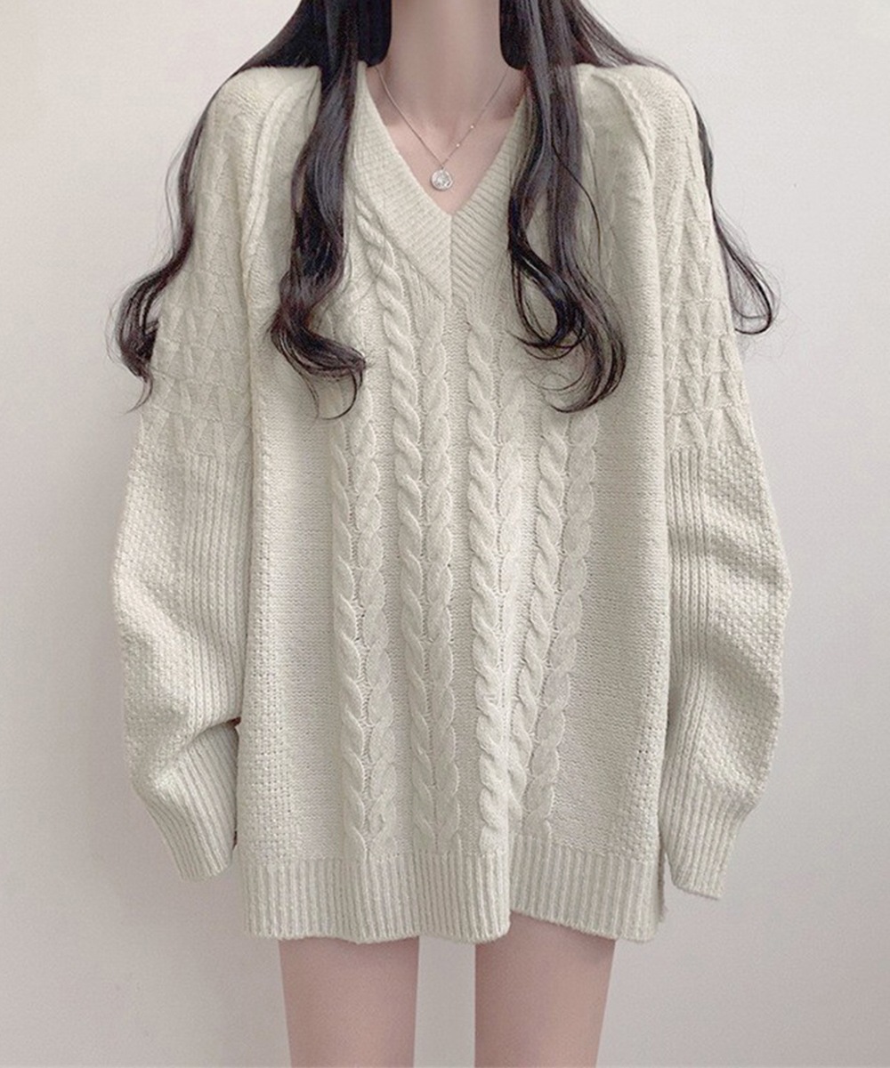 国内即納 ケーブルニットチュニック ワンピースミニ WANGYUE-039 4,725円