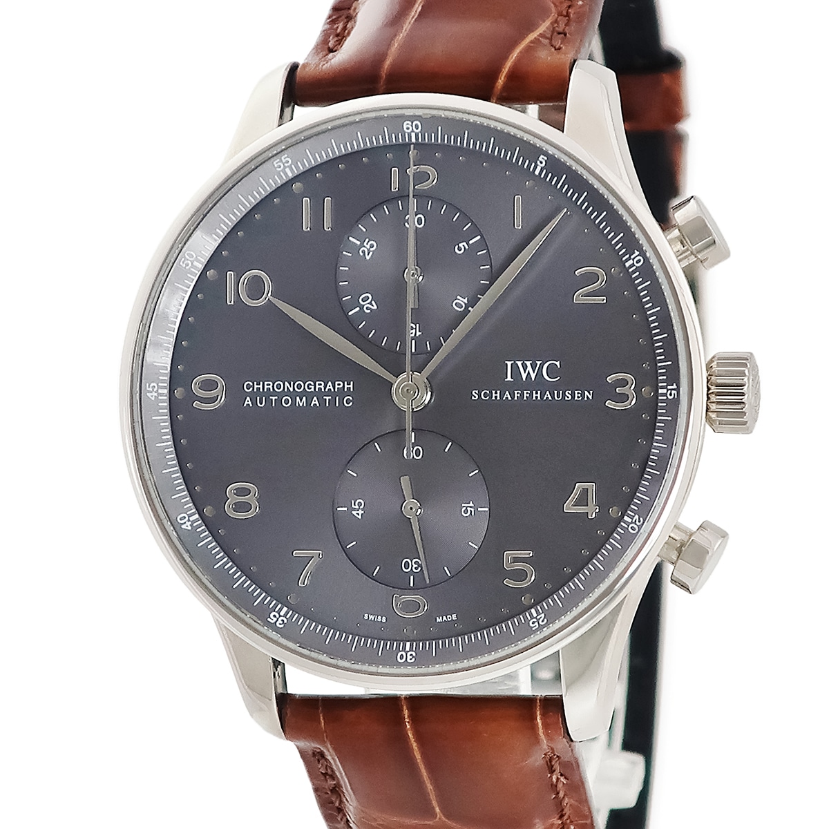 ポルトギーゼ クロノグラフ IW371431 自動巻き メンズ K18WG無垢 アラビア 3年保証