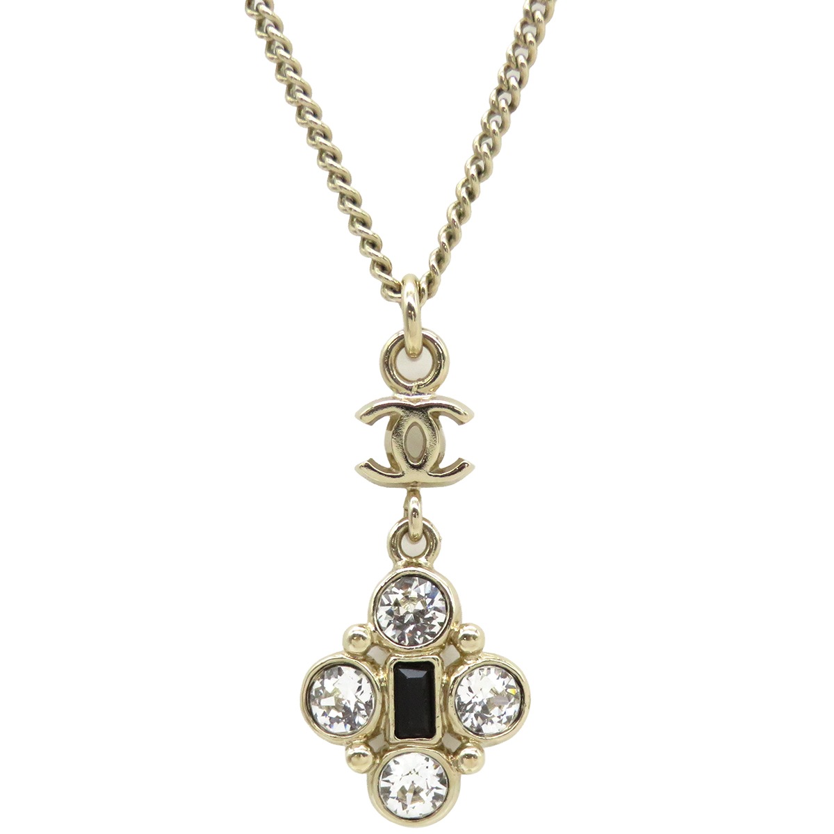 シャネル CHANEL ネックレス ココマーク ビジュー GP ラインストーン ゴールド B17B【中古】