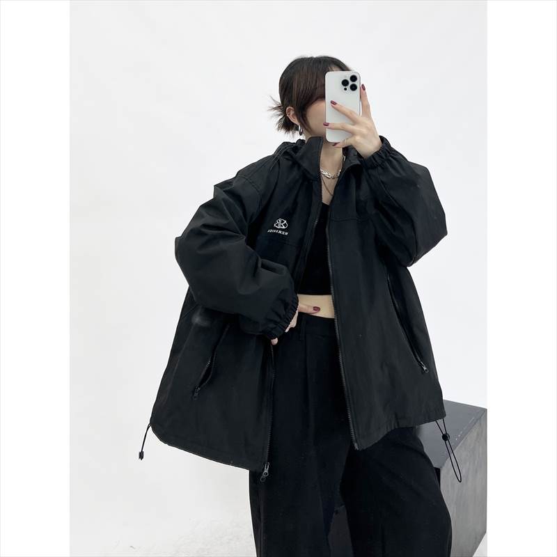 アウター レディース パーカー フーディ ジャンパー ブルゾン フード付き ジャケット ウィンドブレーカー 長袖 オーバーサイズ ドロストデザイン ジップアップ ロゴ シンプル カジュアル おしゃれ 6,421円