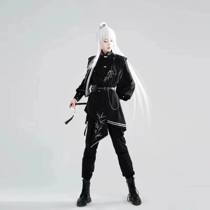 【急速出荷】ハロウィン コスプレ オリジナル漢服 ロングシャツ 丸首ベスト セット 秋 男女款