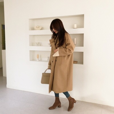 ふゆトレンドクラシックボクシー2ボタンウールロングコート送料無料韓流ブーム2PER