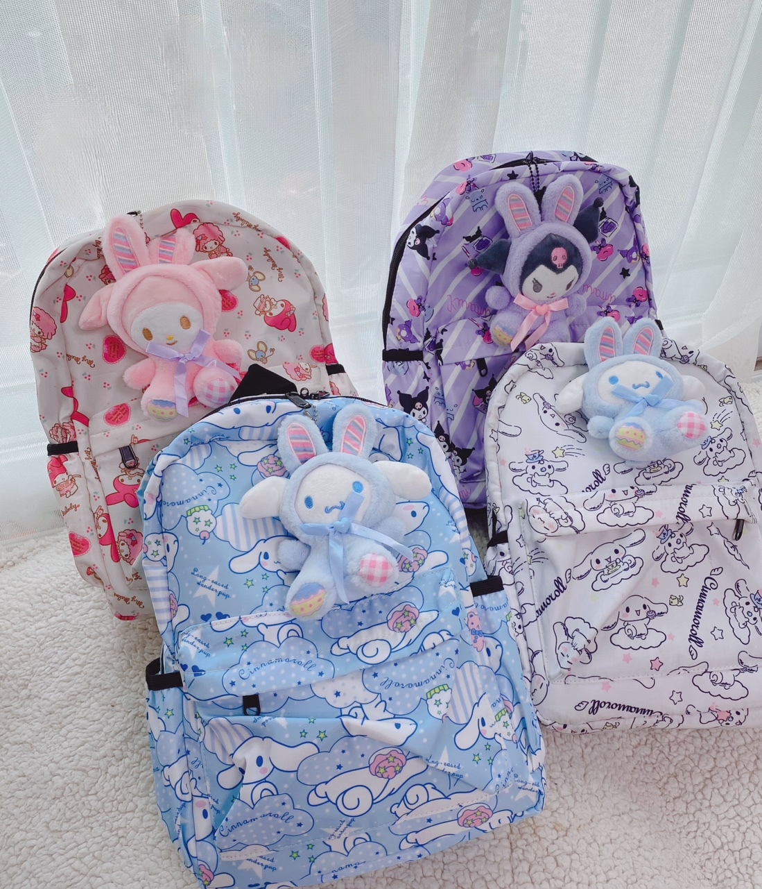 サンリオバックパックシナモロールクロミマイメロディ防水ブックバッグピクニックライトバッグ