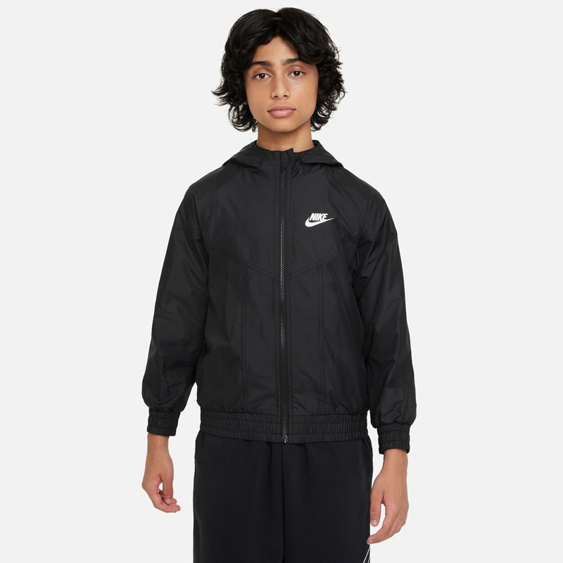 YTH NSW ウィンドランナー フーデッド ジャケット FZ5516 010 黒 ジュニア キッズ 子供 スポーツウェア ファッション トレーニング 運動 アウター ウエア ジャンパー