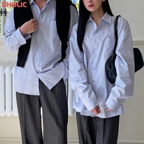 コットンオーバーサイズ長袖シャツ