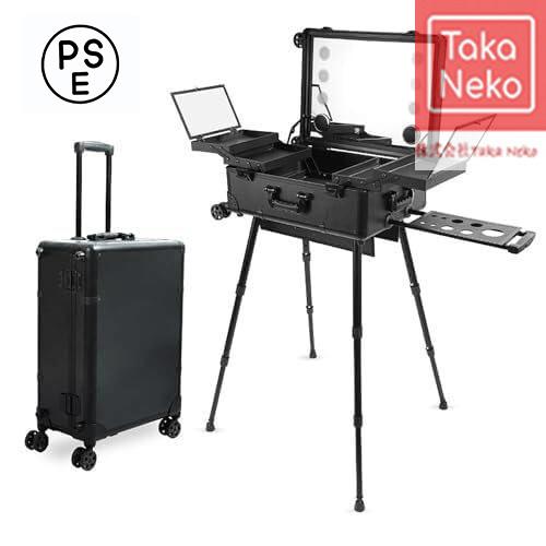 ミラー付きメイクボックスLEDライト 化粧箱 キャスターが4個付属しています3色光源 ミニドレッサープロフェッショナル3 in 1ロック可能なアルミニウムメイ