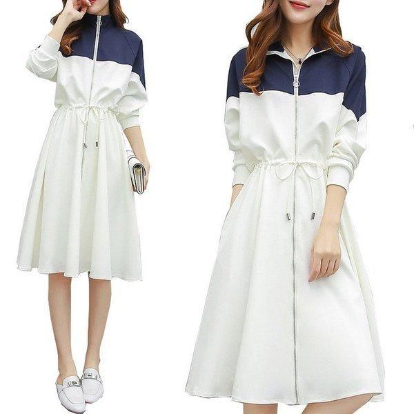 ワンピース レディース 春夏 長袖 ミディアムワンピース 二次会 結婚式 同窓会 切り替え ワンピース