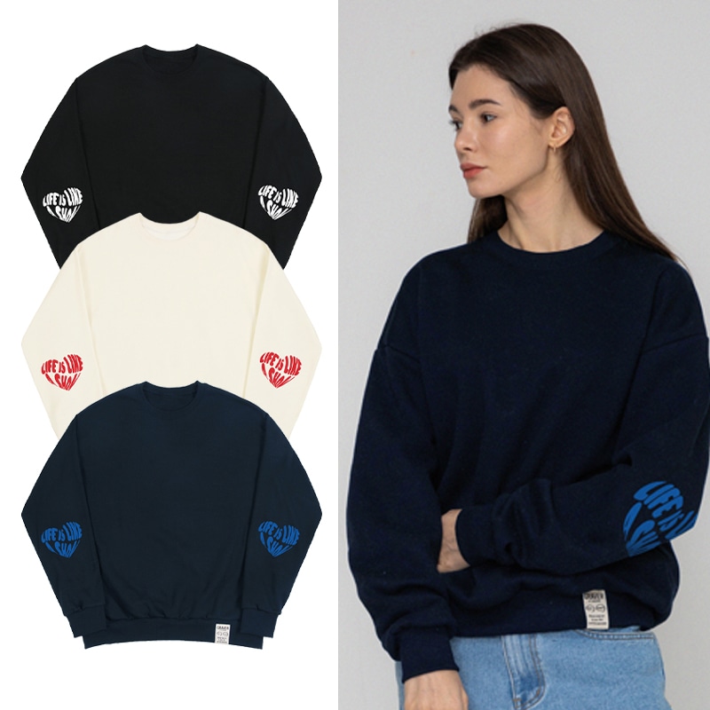 [UNISEX]Elbow Life Logo Heart Smile Sweatshirt_3color