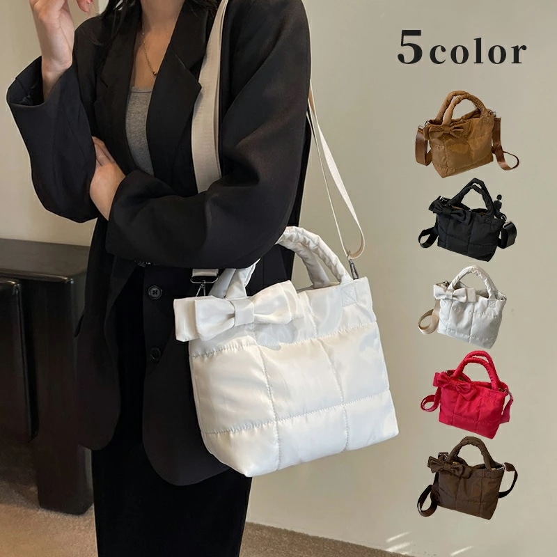 ショルダーバッグ　蝶結び　レディース　キルティング (T)