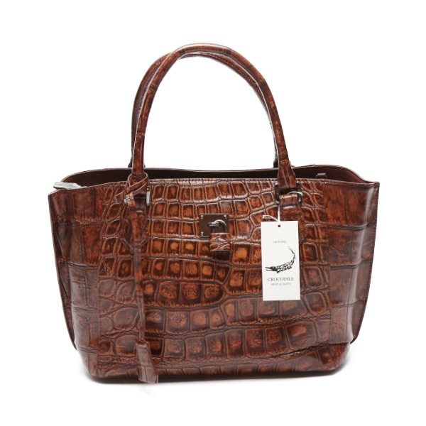 クロコダイルLB-3056 パドロック付 ショルダーストラップ付 2WAY 天ファスナー ブラウン