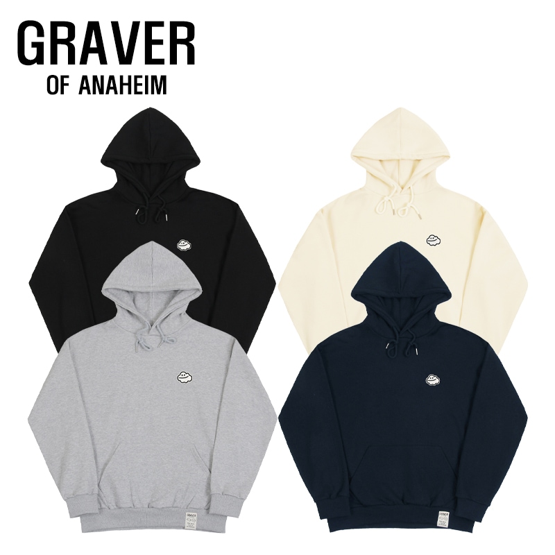 [UNISEX]Cloud smile embroidery hooded sweatshirt_4color