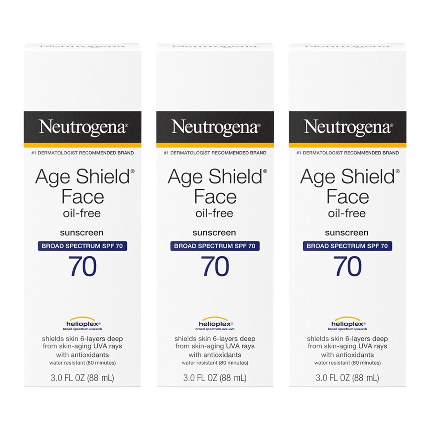 Neutrogena Age Shield Faceオイルフリー日焼け止めローション幅広いスペクトルSPF 70の兆候を防ぐノンコメドジェニック保湿日焼け止めPABAフリー3 fl.oz（