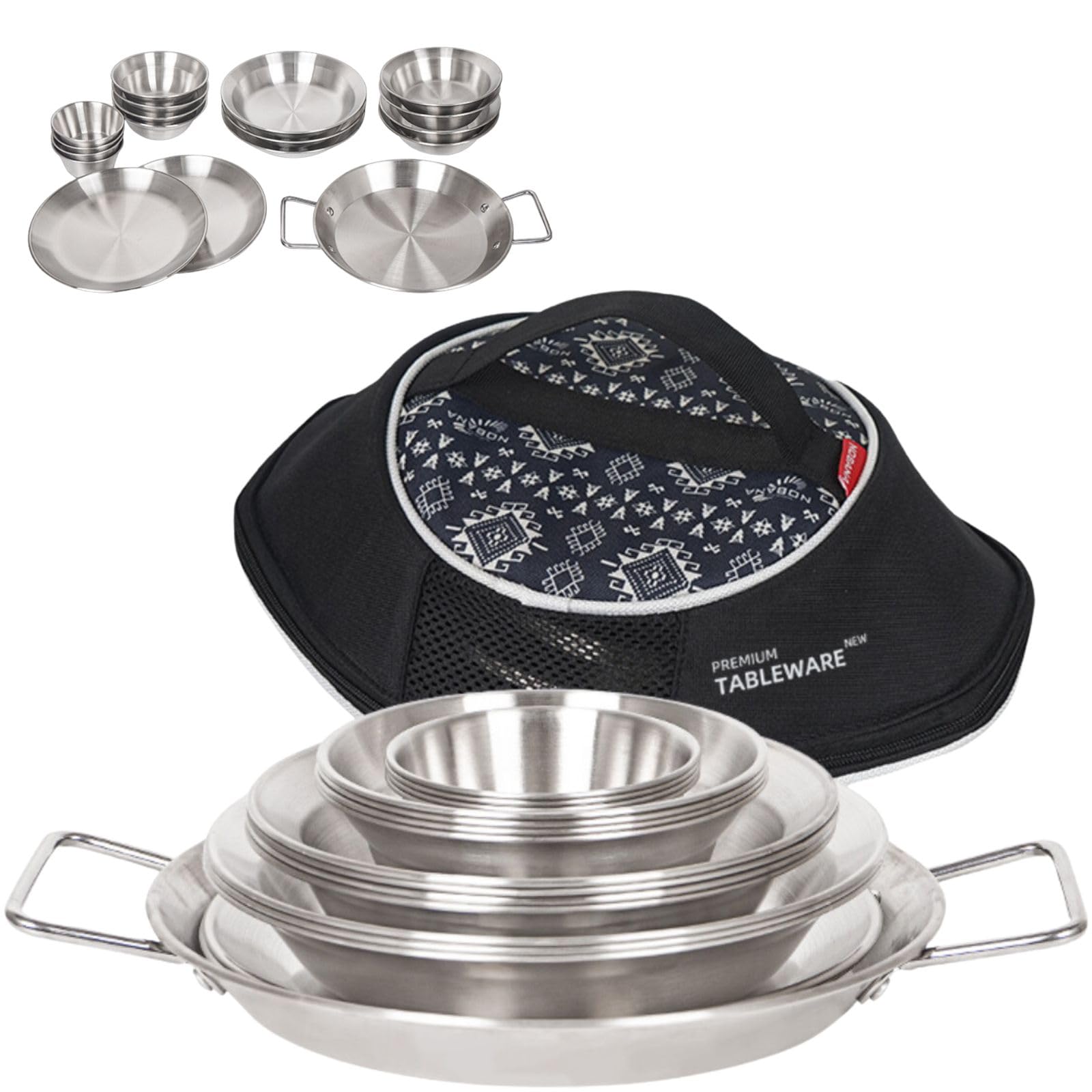 キャンプ用品【食品衛生法届け出済】18枚 キャンプ食器セット ステンレス 皿 アウトドア コッヘル クッカーセット バーベキュー ファミリーセット