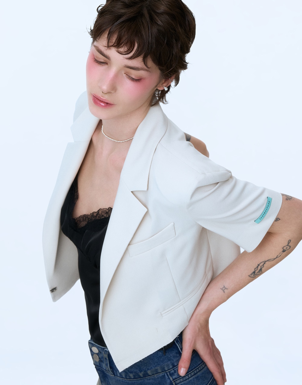 SUMMER CROPPED SHORT-SLEEVED JACKET - LIGHT BEIGE 24,120円