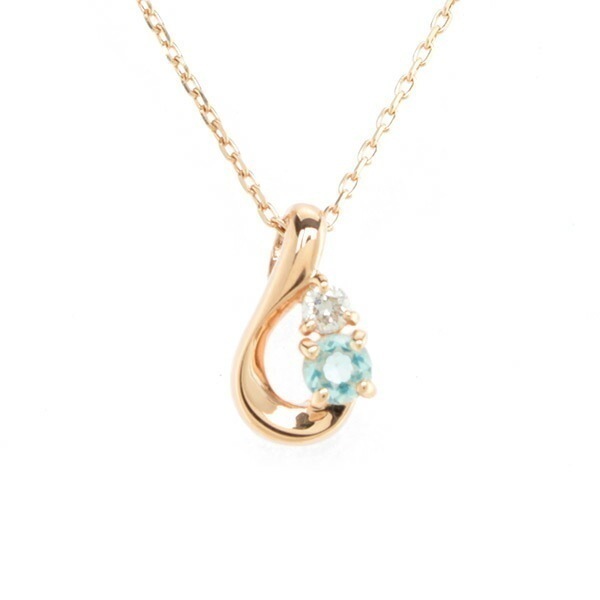 リボン済＆紙袋 ネックレス 正規品 3月 誕生石 誕生日 レディース しずく プレゼント ギフト ダイヤモンド アクアマリン K10ピンクゴールド 祝い