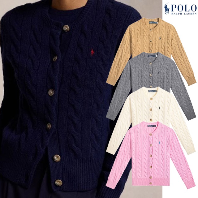 本物保証 ラルフ レディース ケーブルニット ウールカシミヤシリーズ カーディガン セーター 5カラー展開