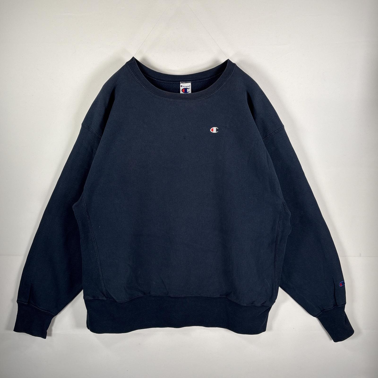 古着 90s/90年代 スウェット リバースウィーブ ワンポイントロゴ刺繍 Cマーク XXーLARGE ネイビー メンズ