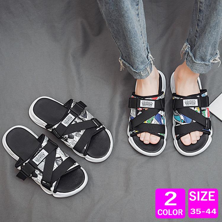 スポーツサンダル サンダル 厚底 レディース メンズ 男女兼用 調整 ベルクロサンダル 軽量 フラット お揃い 歩きやすい vivishow