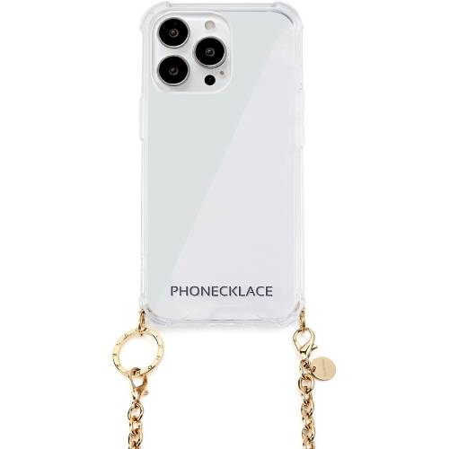 【正規取扱店】PHONECKLACE チェーンショルダーストラップ付きクリアケース for iPhone 13 Pro Max ゴールド 4570047556144