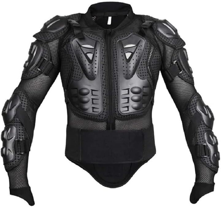 バイクプロテクター ボディプロテクター メッシュ 上半身 バイクウェア 胸部 脊椎(ブラック, XL)