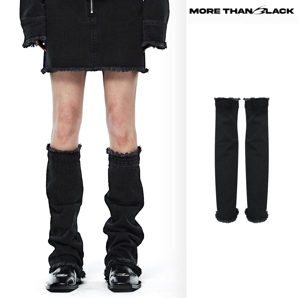 [MORE THAN BLACK] CUT OFF DENIM LEG WARMER