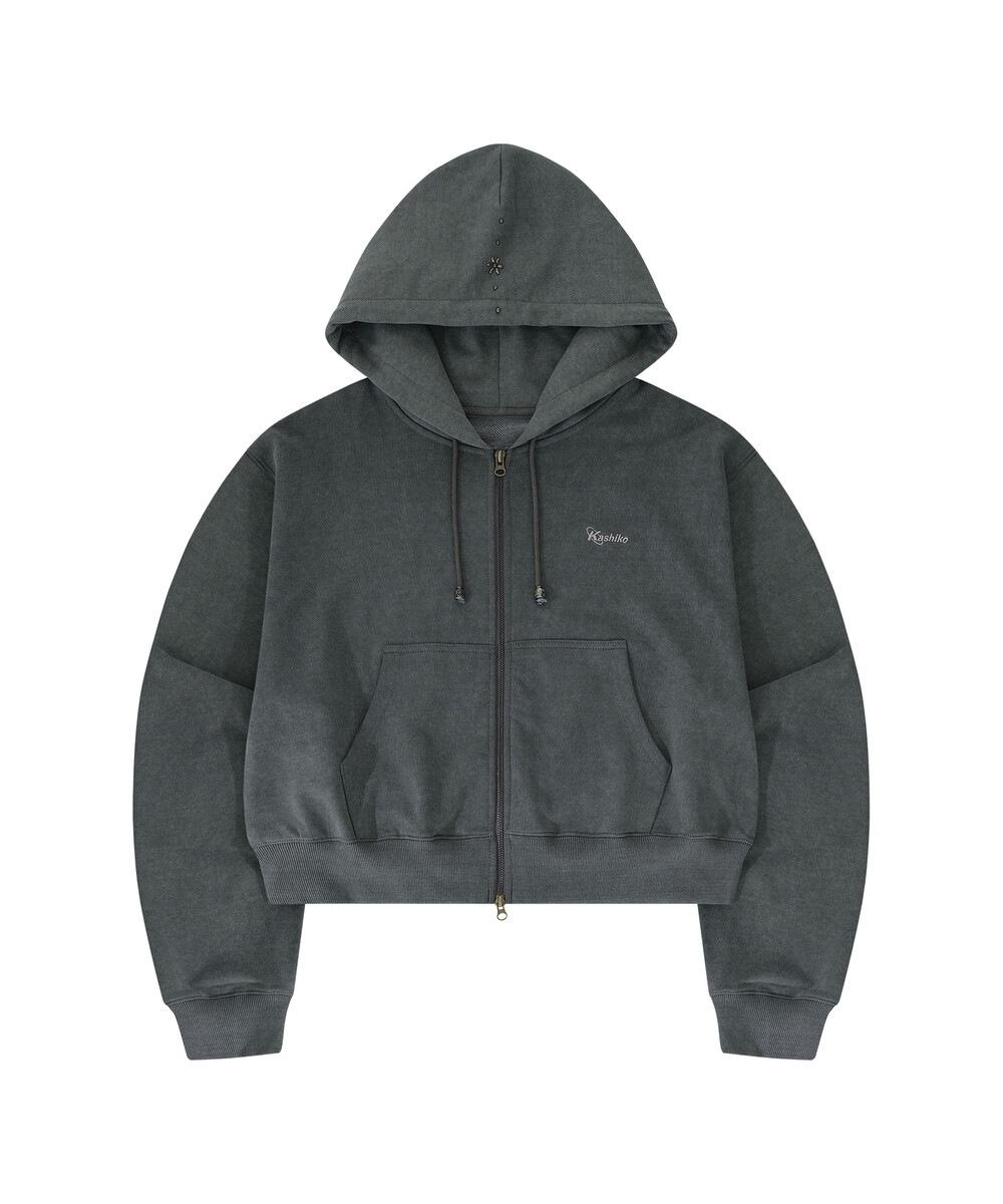 【KASHIKO】 MONK OVER HOOD ZIP-UP : CHARCOAL