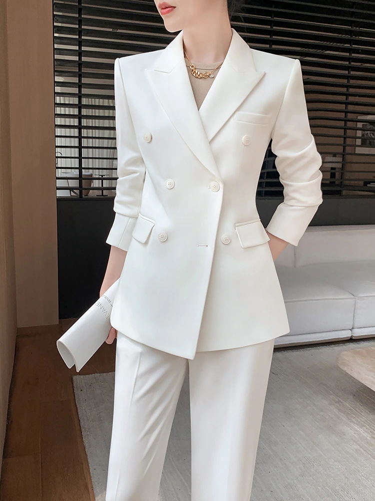 2025 ブレザーの韓系スーツ カジュアルワイドパンツホワイト 入園式 入学式 卒園式 OLオフィス ビジネス フォーマル レディースファッション 通 11,924円