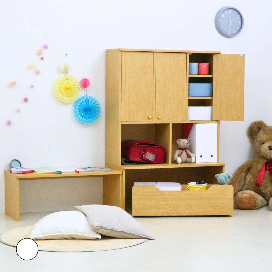 デスク付きランドセルラック３点セット 幅89cm 奥行40cm 高さ129cm 国産学習机 ランドセル 収納 勉強机 子供 ラック デスク 扉付き キャスター付き 机 お片付け 知育 リビング 白