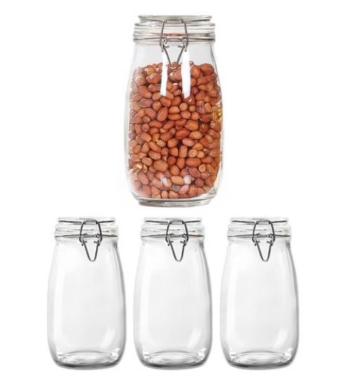 チャイナダ 多用途 密閉 ガラス瓶1500ml 4本