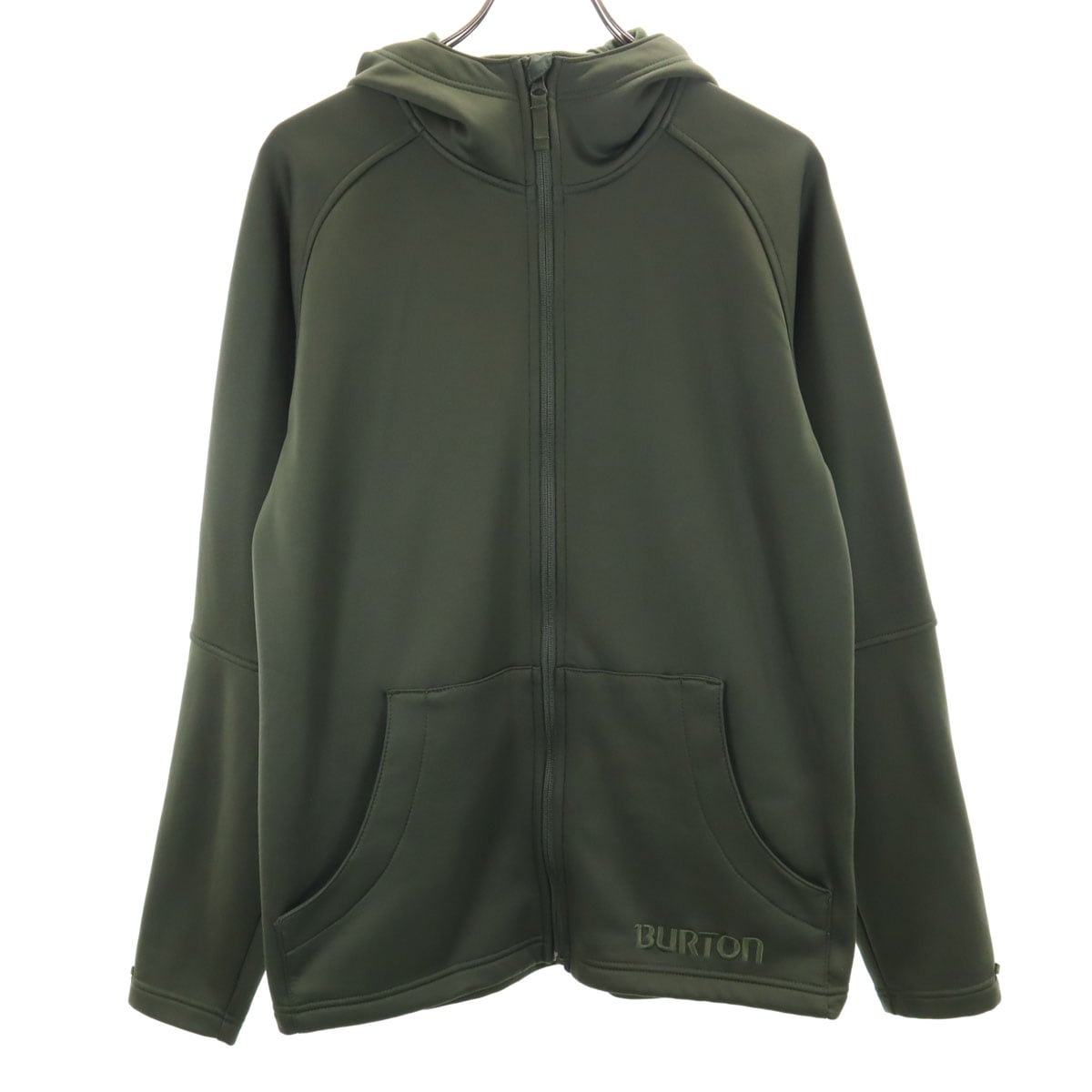長袖 ジップパーカー S カーキ 裏フリース メンズ 古着