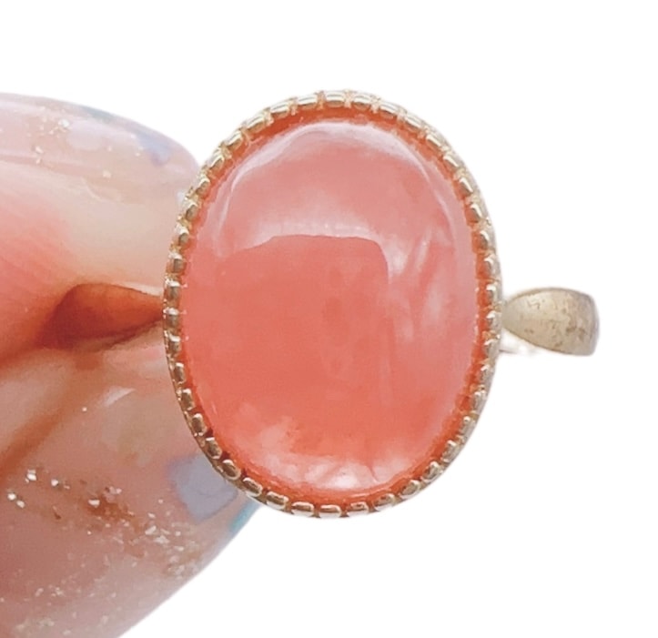 限定品 天然 インカローズ リング 指輪 大粒 イエローゴールド 18K ジュエリー ペンダント 誕生日 バレンタイン