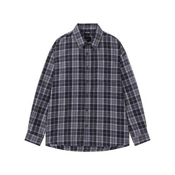 【メンズ】コットンブリーチウォッシングチェックワンポケットシャツ（B252SH344P）（P003696724)