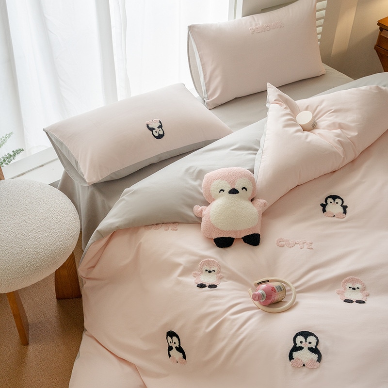 Yuanqi Ins Wind 100秋と冬用の綿のウール4ピースセットキルトはマットレスと寝具をカバーします