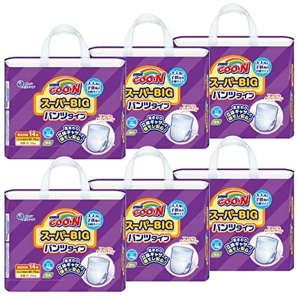 【全国送料無料】 【パンツ スーパーBIG】グーン スーパーBIGパンツタイプ おむつ (15~35kg)84枚(14枚×6) [ケース販売] Big