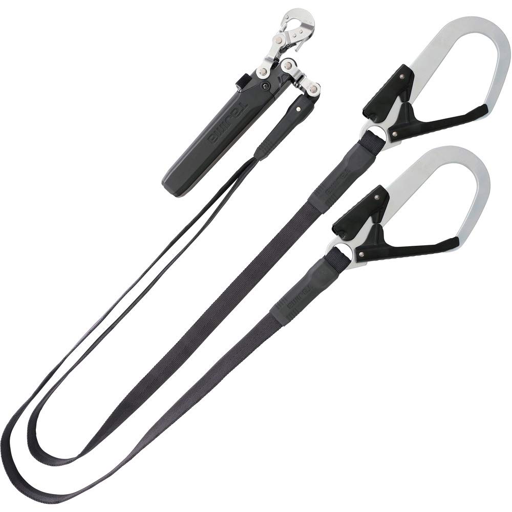 タジマ 新規格安全帯 ハーネス用平ロープ式ダブルランヤード 丈夫でしなやかな平ロープ 高耐久スチールフックL1 ランヤード長150cm ランヤード上分岐で腰周りを邪魔しない ショックアブゾーバは固定ベ 7,280円