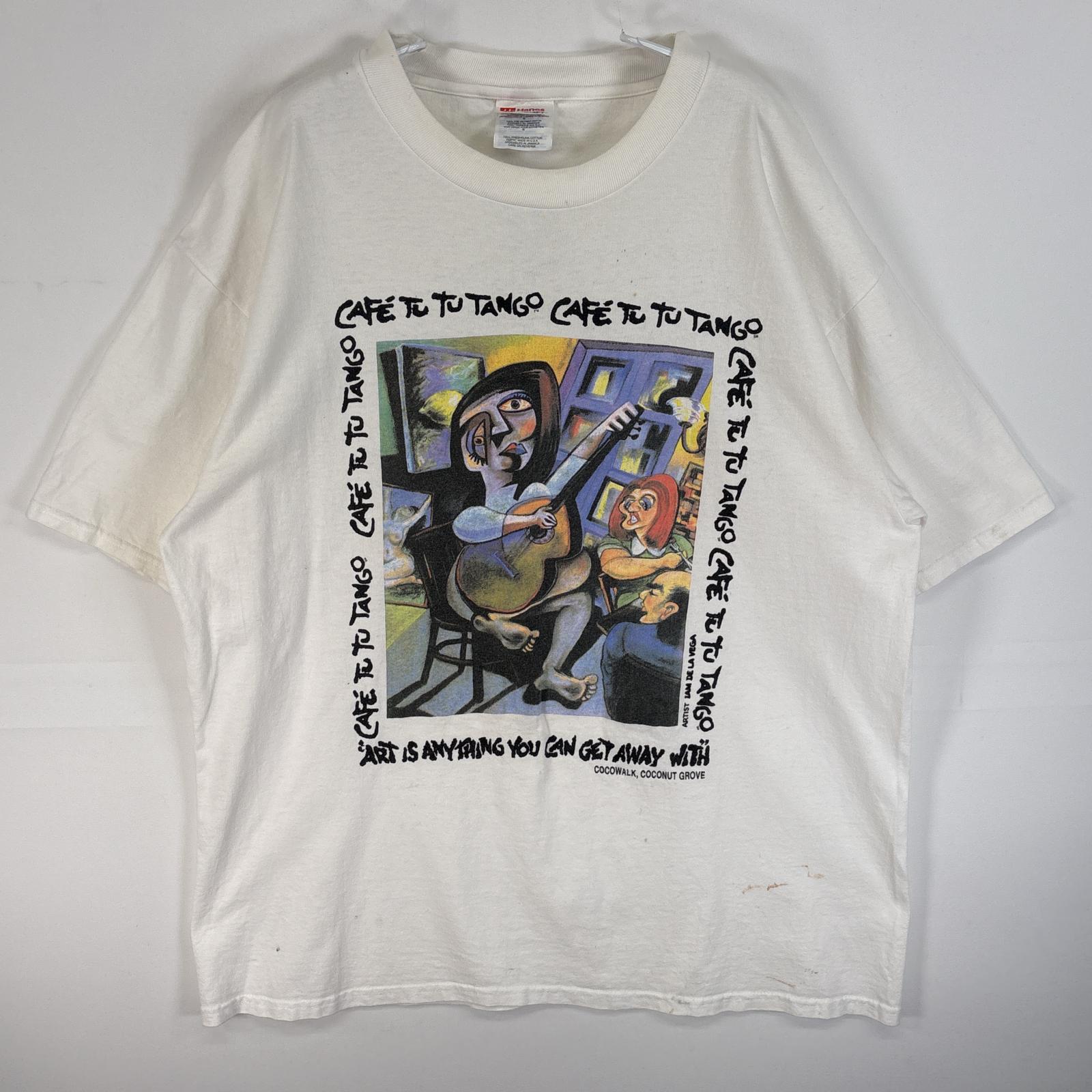 古着 半袖Tシャツ アートT 両面 染み込みプリント USA製 L（42-44） ホワイト メンズ