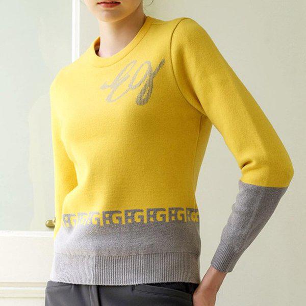 カラーブロック ラウンド セーター(防風)-6J83301_IC