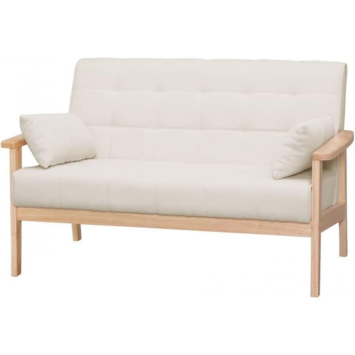 【I】【代引不可】【アイリスオーヤマ 2人掛け ウッドフレームソファ WFS-2S オフホワイト 天然木 お客様組立 二人 簡単組立 【北海道・沖縄・離島不可】【代引不可/ 27,996円