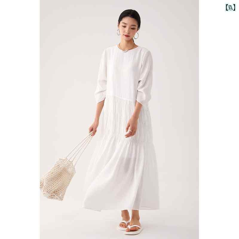 ワンピース ドレス レディース CR 婦人服春夏 秋 ホワイト ワンピース ロング スタイル 美麗 海辺の 休暇 ハイエンド ロング ワンピース 5,503円