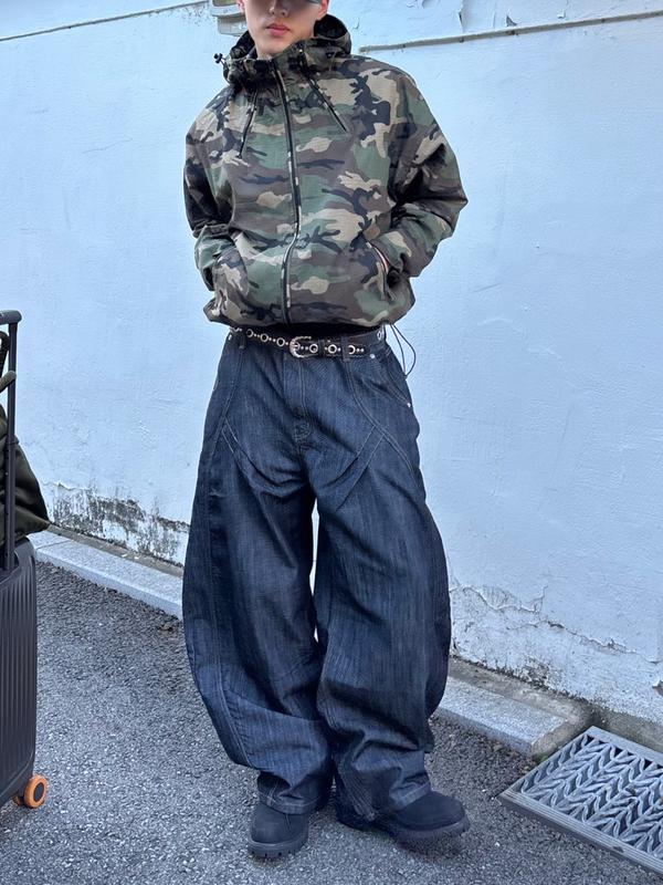 820番カーブドジーンズカーブドパンツワイドジーンズ