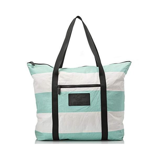 ALOHA Collection Umbrella Stripe Zipper Tote in Pool 並行輸入品