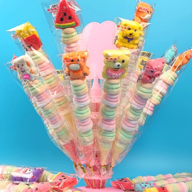 キャンディー漫画マシュマロ串形の小さな商品グミロリポップ