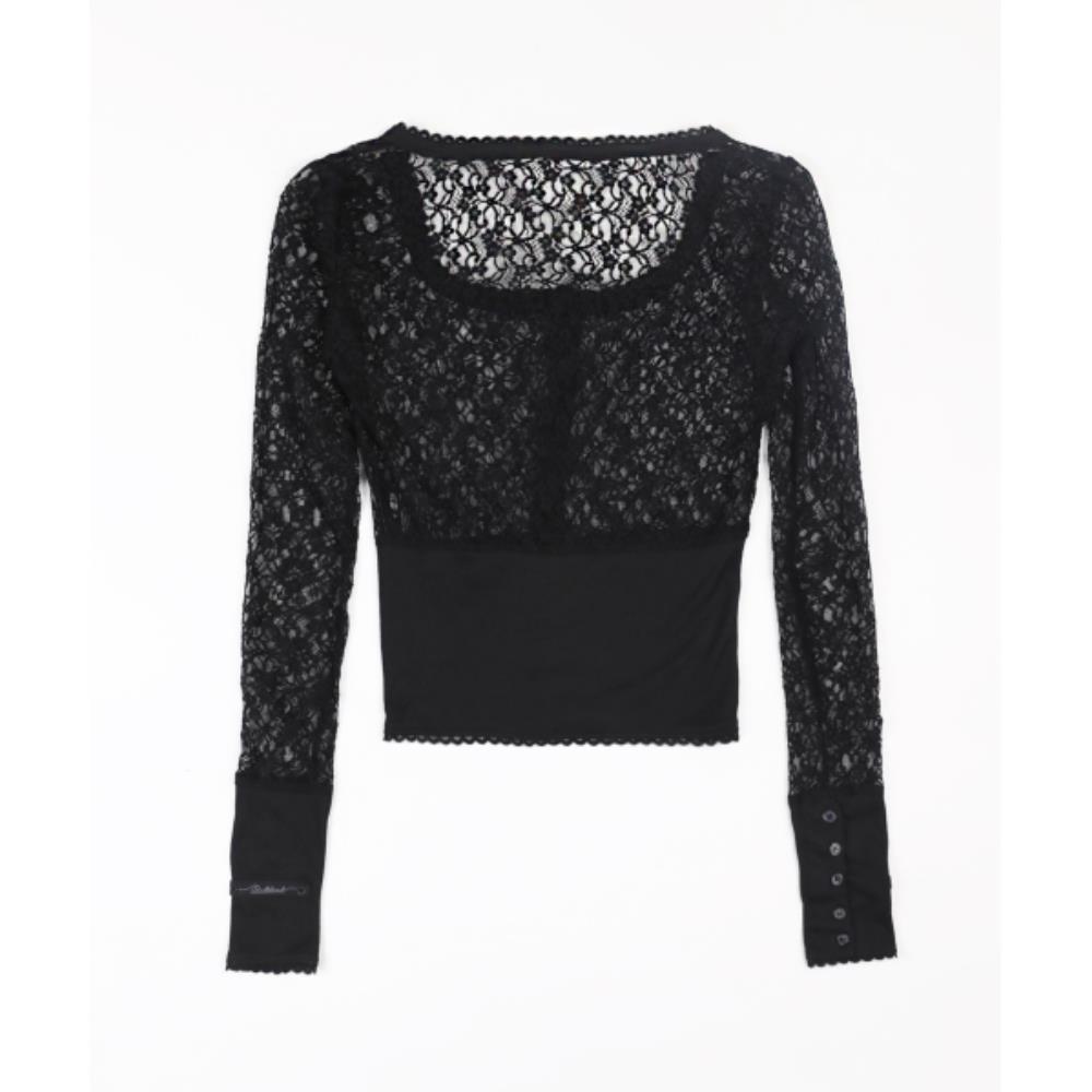 アウターその他 BADBLOOD Selena lace crop cardigan black BADBLOOD☆韓国人気 Selena Lace Cropped Cardigan White/Black